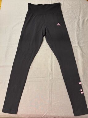 adidas Essentials Leggings Women’s XS High Rise Ankle Stretch Black Pink Logo